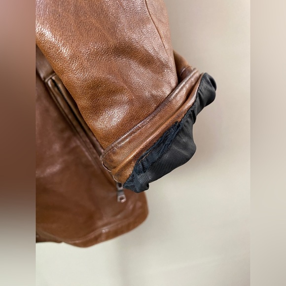 Banana Republic Men’s Brown Leather Racer Jacket - Medium - Picture 7 of 9